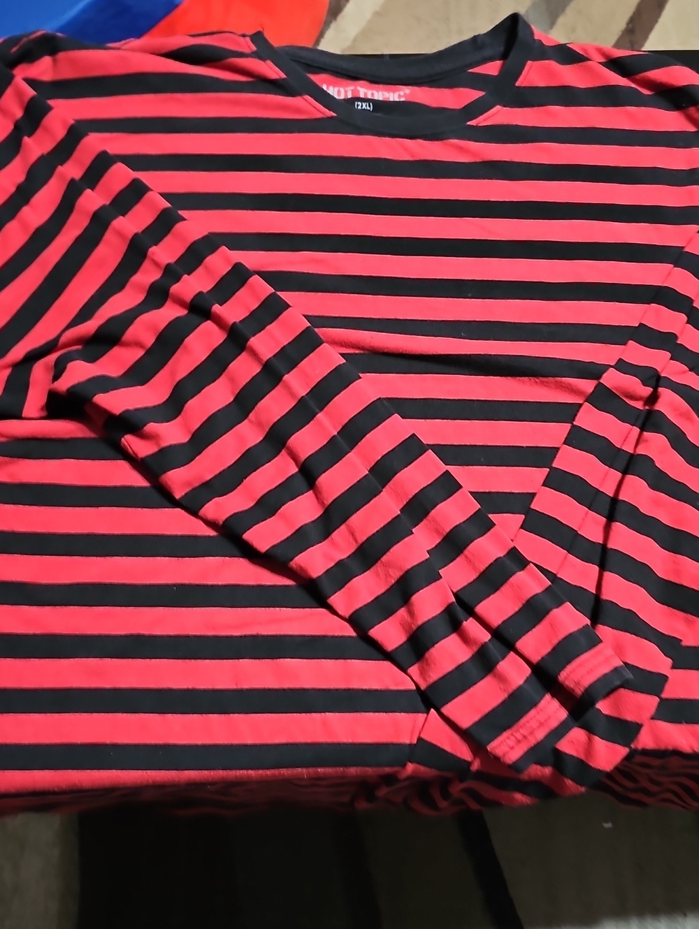 Hot Topic Striped Long Sleeve Shirt - Black & Red Emo, Goth, Punk